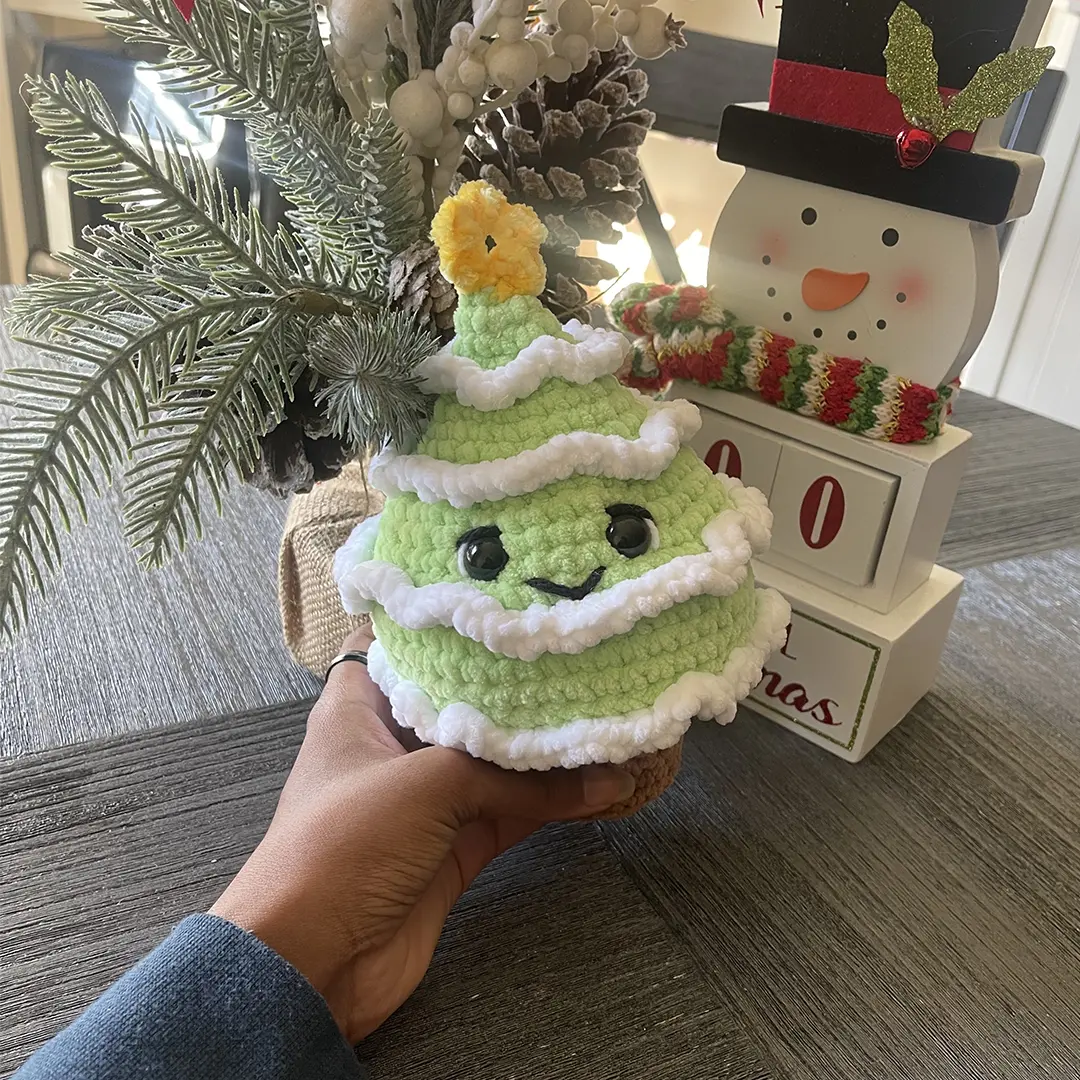 Handmade Crochet - Christmas Tree Plushie - Holding