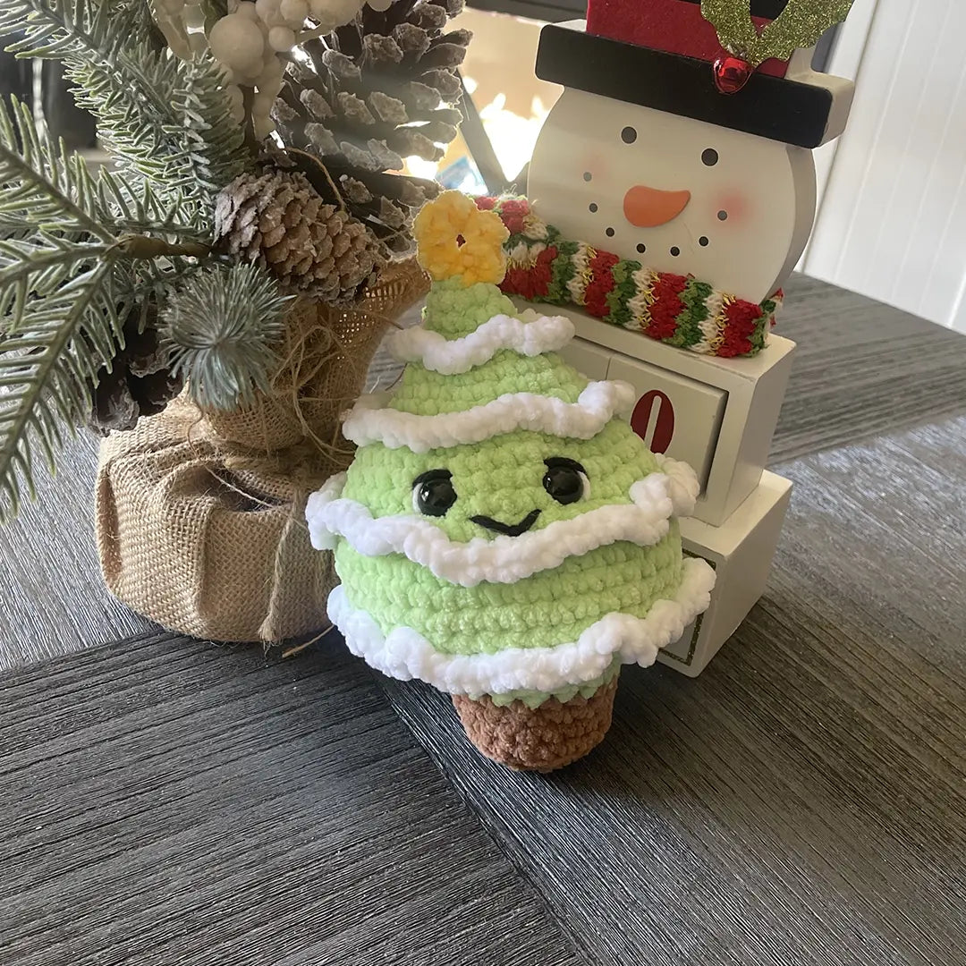 Handmade Crochet - Christmas Tree Plushie - Sitting