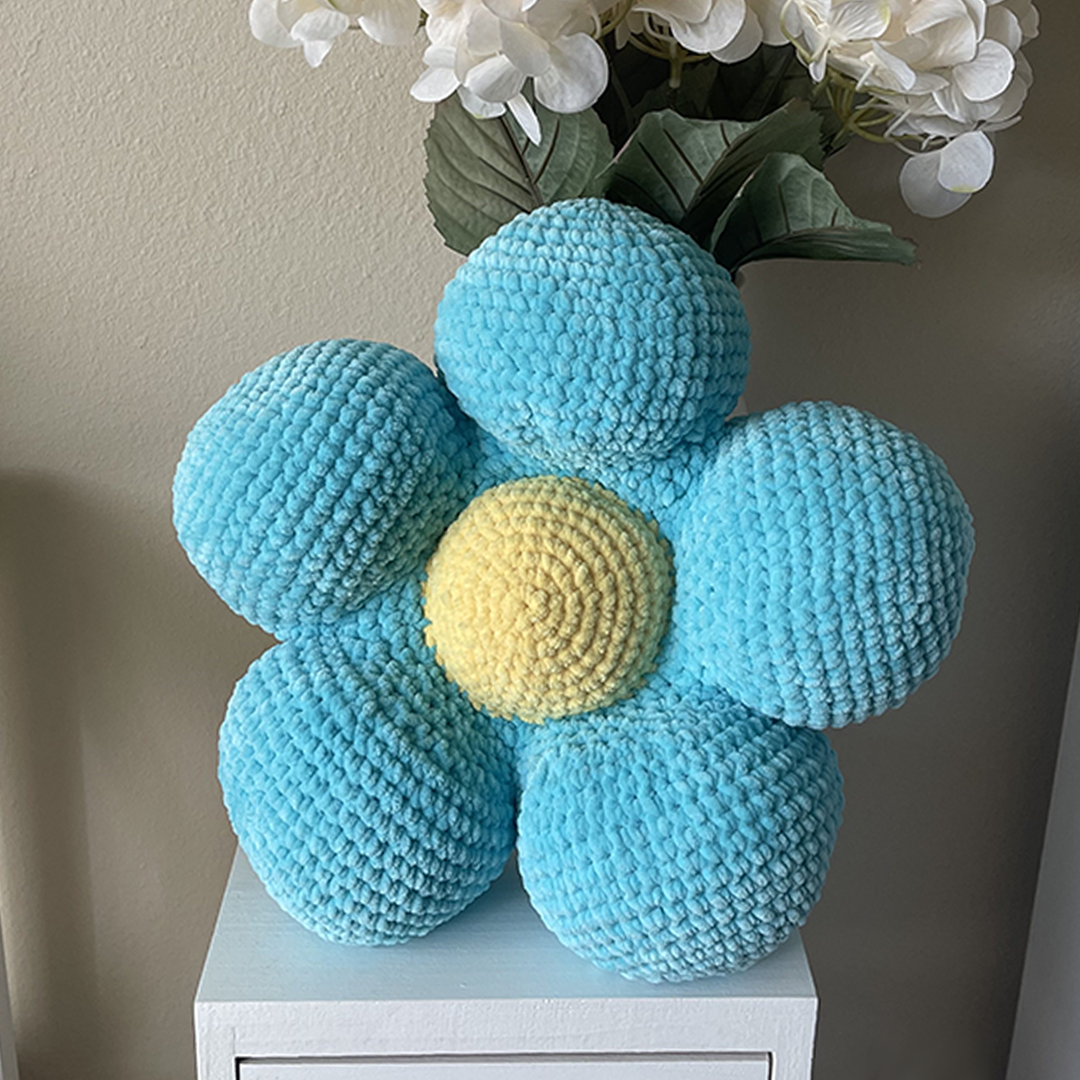 Turquoise Daisy Pillow