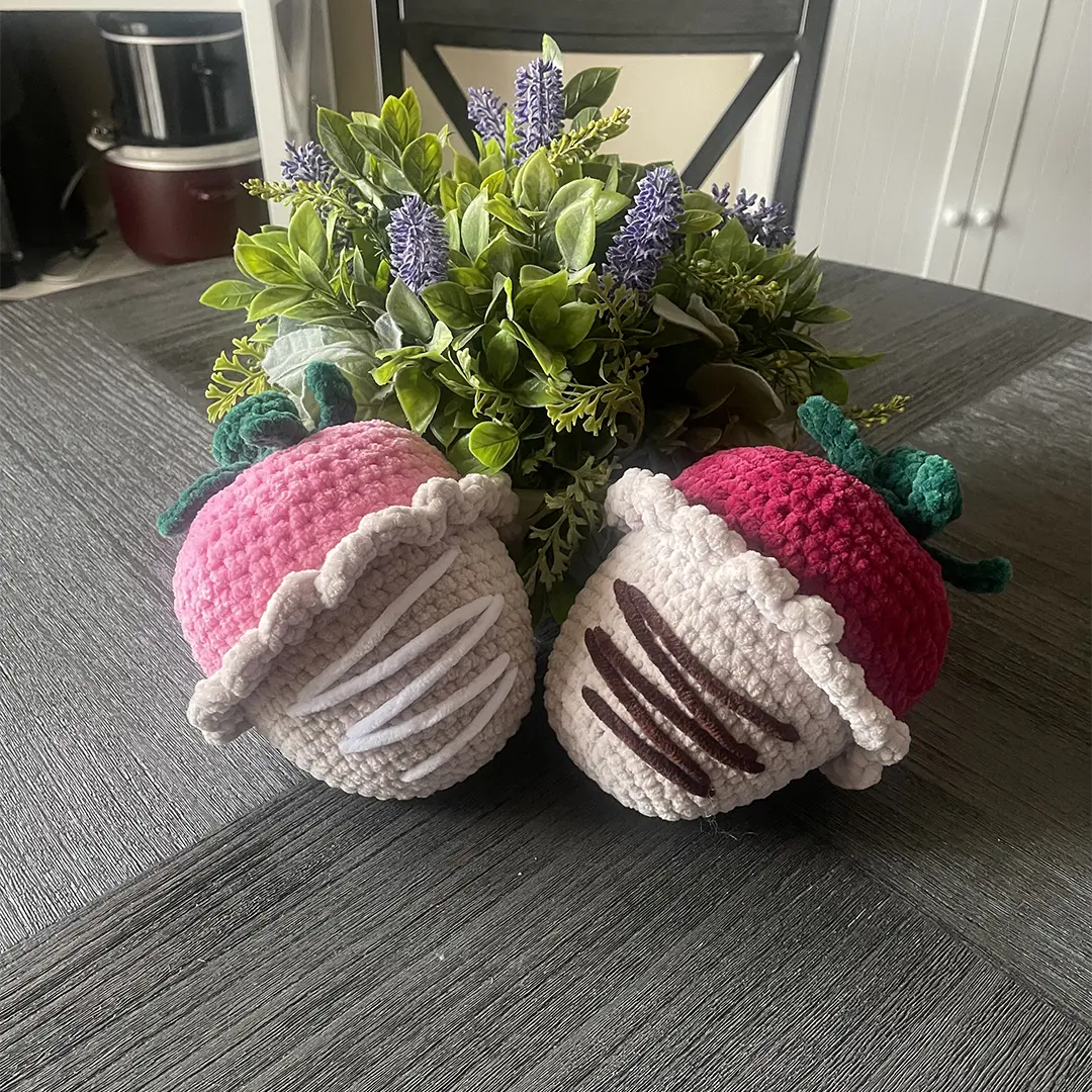 Handmade Crochet - Caramel & Cream Strawberries