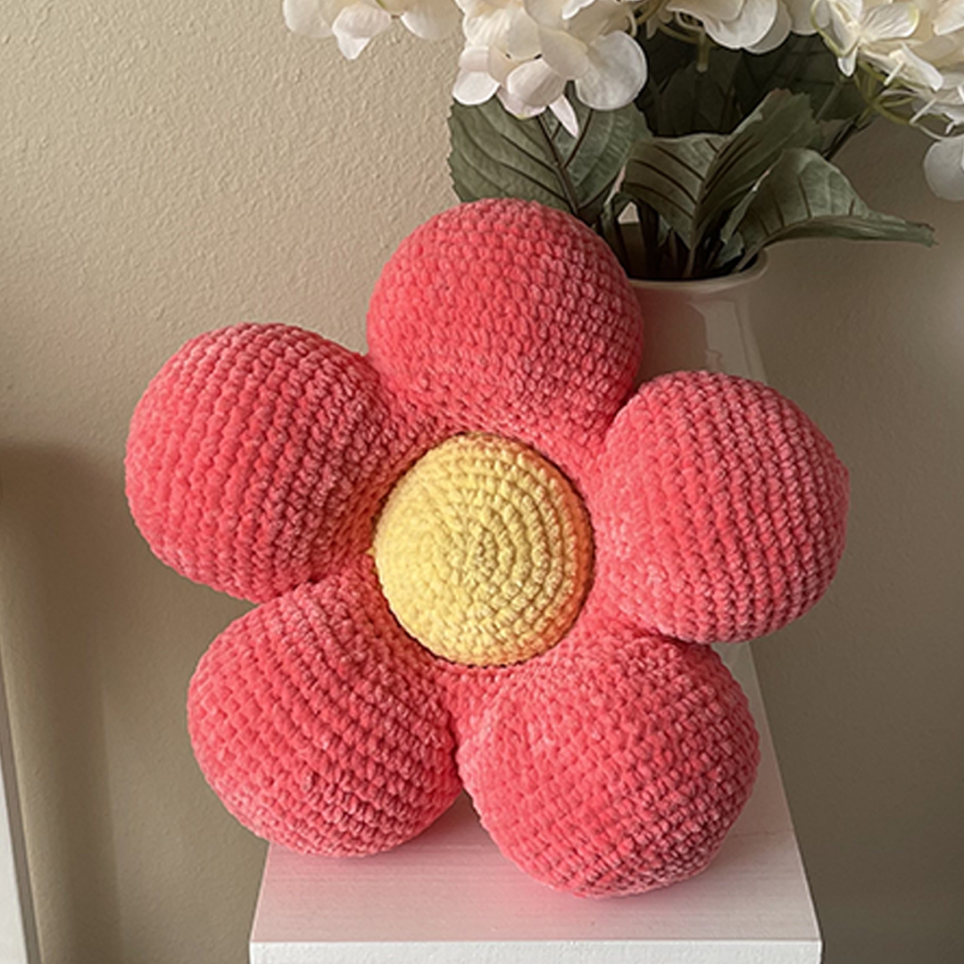 Bright Pink Daisy Pillow