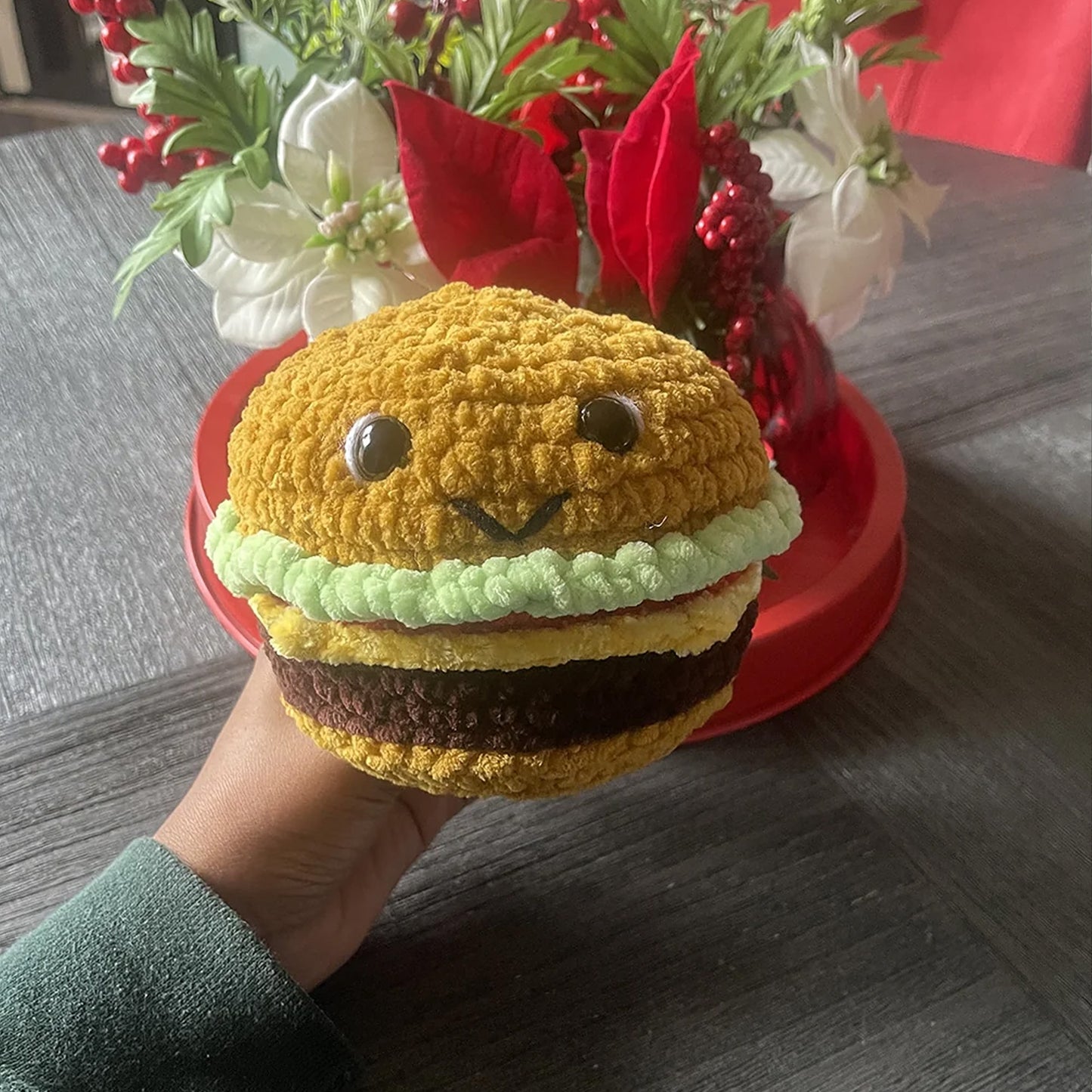 crochet burger plushie